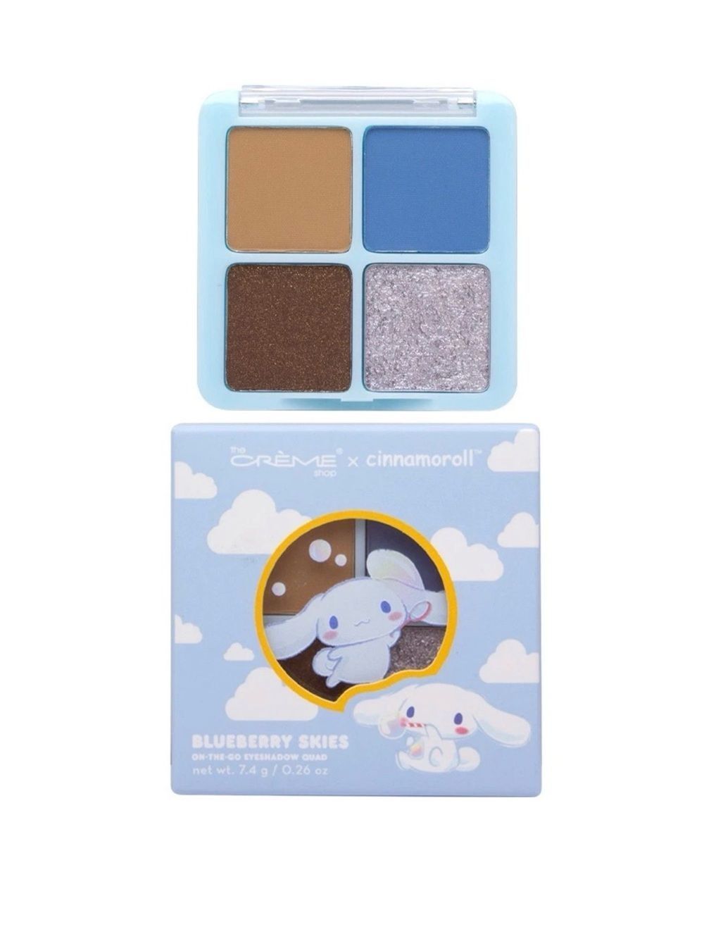 The Crème Shop x Cinnamoroll Blueberry Skies Eyeshadow Quad - Blue & Brown Tones